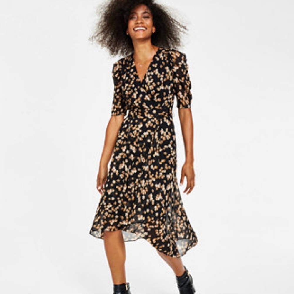 Tommy Hilfiger Women's Floral-Print Chiffon Midi Dress. Sz 8 NWOT